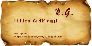 Milics Györgyi névjegykártya